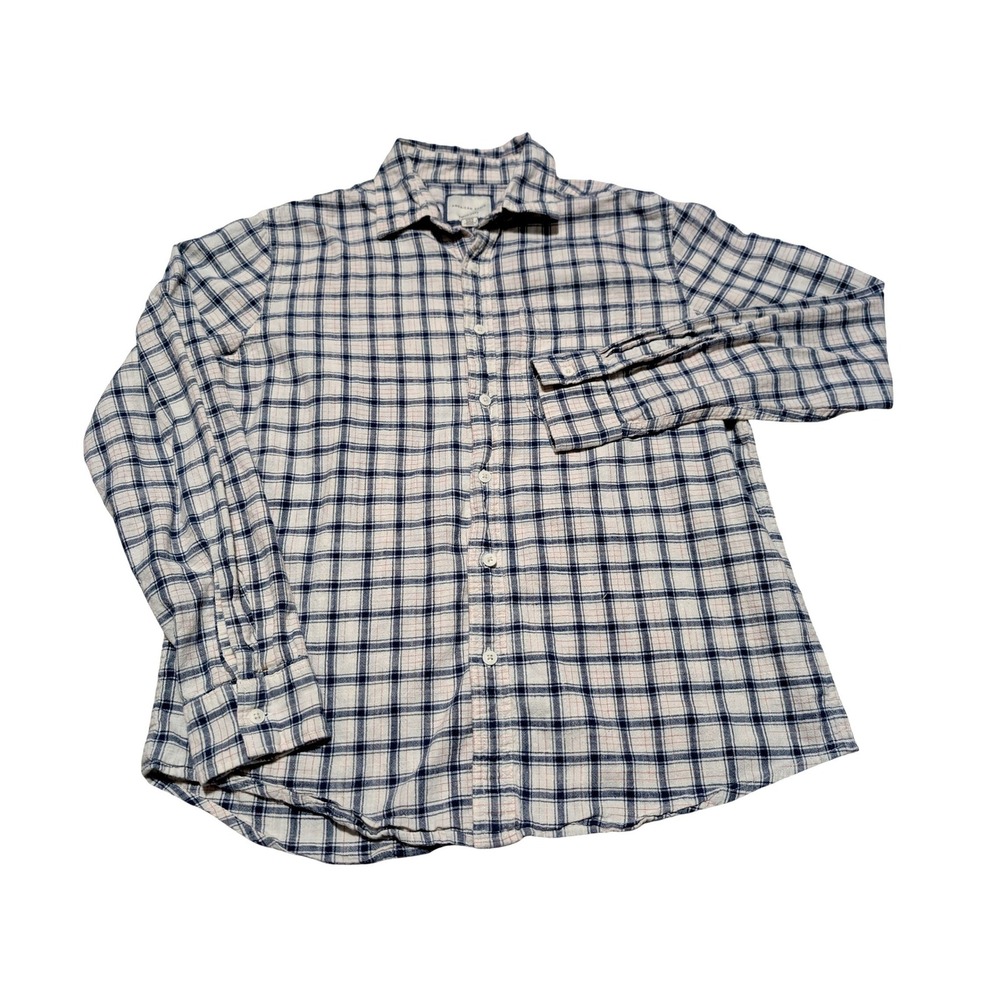 American Eagle Shirt Mens Medium Navy White Plaid Super Soft Button Down Casual